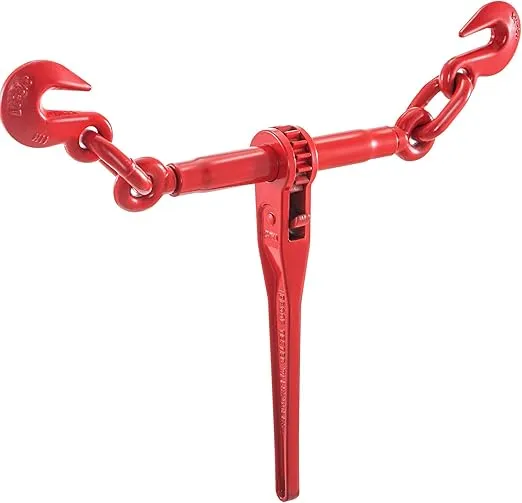 VEVOR 9215LBS 3/8" – 1/2" Ratchet Binders 9,215 LBS Secure Working Load, G70 Hooks and Adjustable Length, for Grade 70-80 Chains, Tie Down, Hauling, Towing, 4-Pack, Red