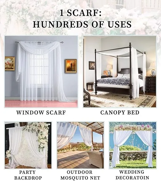 Warm Home Designs Set of 2 White & Black Canopy Bed Curtains in 55 x 216 Inch Size. 2 Queen Bed Canopy Curtains Can Be Turned Into Kids Bed Tent or Bed Canopy for Girls. BE White & Black 216"