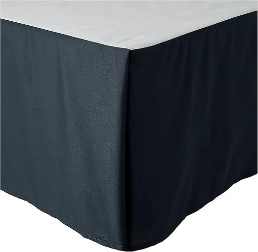 Nautica - Queen Bed Skirt, Cotton 15-Inch Tailored Drop Bedding, Split Corners for Easy Fit, Stylish Home Decor (Solid Navy, Queen)