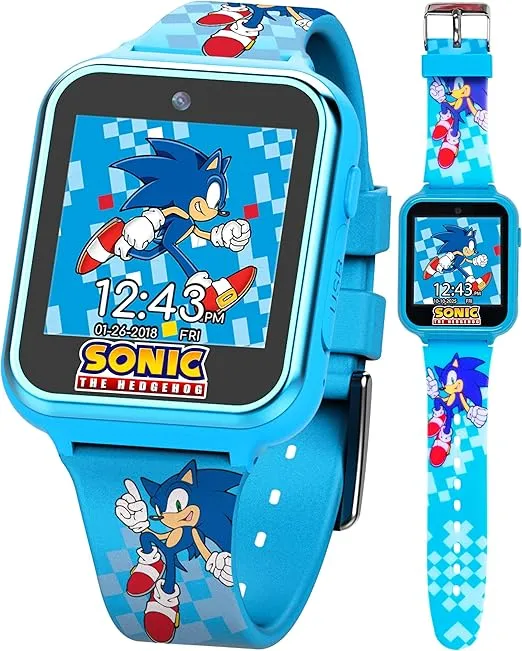 SEGA Sonic the Hedgehog Educational Learning Touchscreen Smart Watch Toy for Boys, Girls, Toddlers - Selfie Cam, Learning Games, Alarm, Calculator, Pedometer (Model: SNC4055AZ)