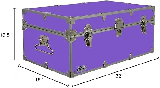 C&N Footlockers - Full-Size Happy Camper Trunk - #1 Summer Camp Trunk - Made in the USA - Steel Footlocker with Lid Stay - 32 x 18 x 13.5 Inches (Lilac)