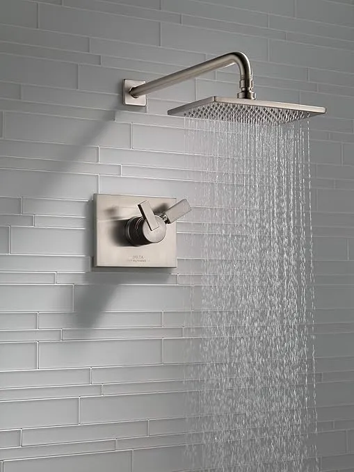 Delta Faucet Vero 17 Series Dual-Function Shower Trim Kit with Single-Spray Touch-Clean Rain Shower Head, Stainless, 2.0 GPM Water Flow, T17253-SS-WE (Valve Not Included)