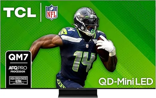 TCL 55-Inch QM7 QLED 4K Smart QD-Mini LED TV with Google TV (55QM751G, 2024 Model) Dolby Vision IQ, Dolby Atmos, HDR, Game Accelerator up to 120Hz, Voice Remote, Works with Alexa, Streaming Television