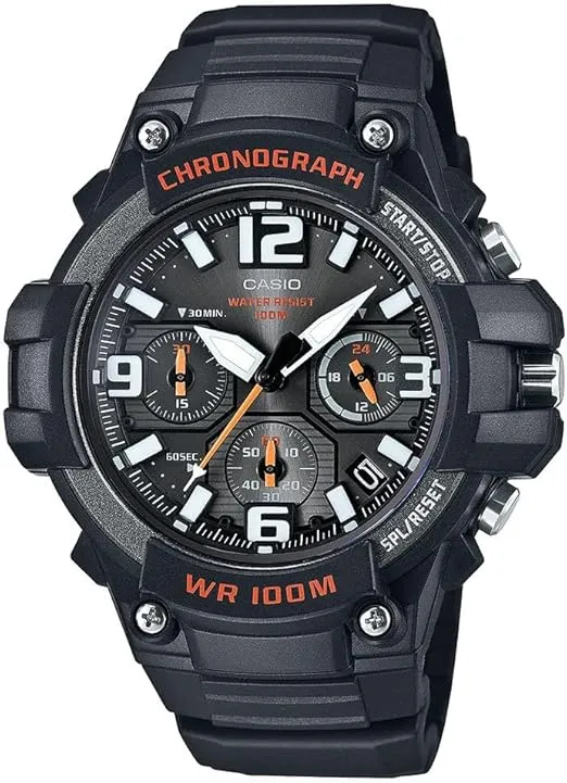 Casio Men's MCW100H Heavy Duty Design Watch, Black/Orange