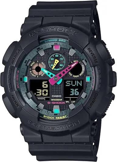 G-Shock Casio GA-100 Series Analog-Digital Multi-Color Black Resin Watch 55mm - GA100MF-1A