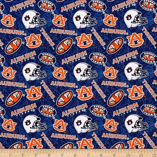 NCAA Auburn Tigers 1178 Tone on Tone Orange/Navy/White, Fabric by the Yard