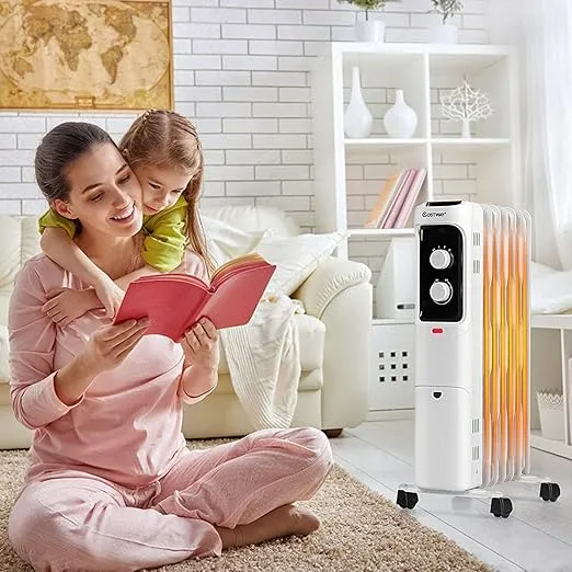 Fantask Oil Filled Radiator Heater, 1500W Fast Quiet Heating Portable Electric Heater w/3 Heating Mode, Adjustable Thermostat, Tip-Over and Overheat Protection, Portable Space Heater for Bedroom, Office, and Indoor (White)