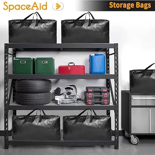 SpaceAid Heavy Duty Moving Bags, Extra Large Storage Totes W/Backpack Straps Strong Handles & Zippers, Alternative to Moving Boxes, Packing & Moving Supplies, Black (10 Pack)