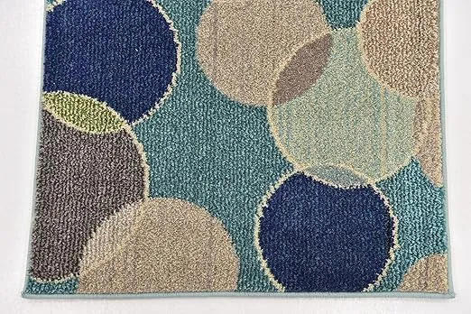 Unique Loom Chromatic Collection Modern Bokeh & Vibrant Abstract Area Rug for Any Home Décor, 2' 2" x 6' 7", Blue/Beige