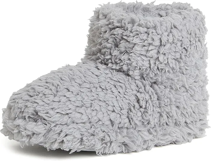 Dearfoams Kids' Tate Washable Fuzzy Bootie Slipper