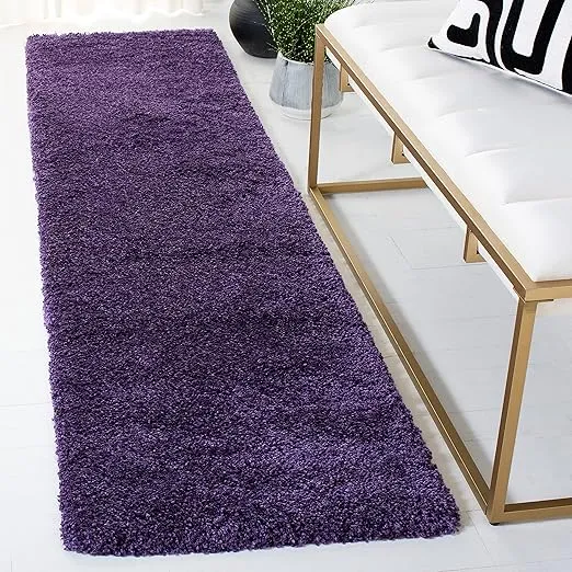 SAFAVIEH Milan Shag Collection Runner Rug - 2' x 8', Purple, Solid Design, Non-Shedding & Easy Care, 2-inch Thick Ideal for High Traffic Areas in Living Room, Bedroom (SG180-7373)