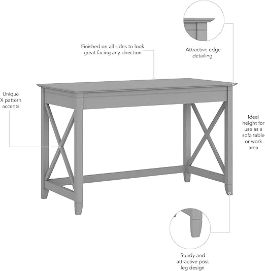 Bush Furniture Key West 48W Writing Desk in Cape Cod Gray