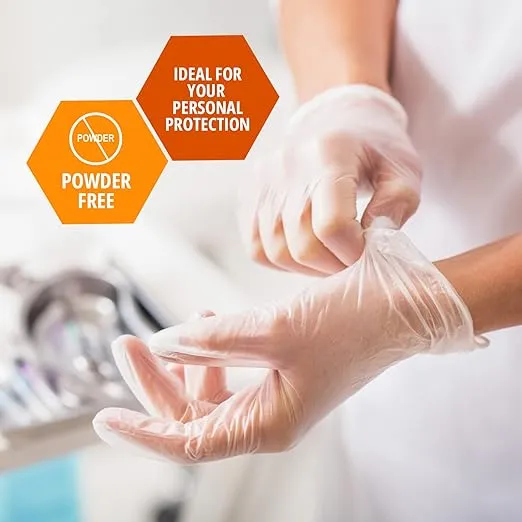 Med PRIDE Vinyl Gloves| Medium Box of 100| 4.3 mil Thick, Powder-Free, Non-Sterile, Heavy Duty Disposable Gloves| Professional Grade for Healthcare, Medical, Food Handling, and More