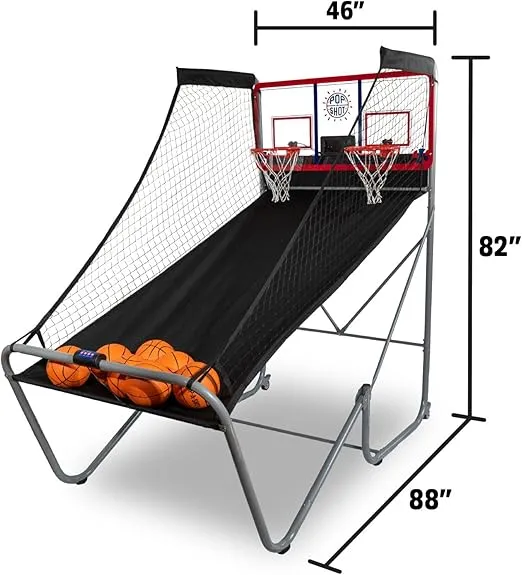 Pop-A-Shot - Indoor/Outdoor Dual Shot | Arcade Basketball Fun, Inside or Out | Sensor Scoring | 16 Game Modes | 7 Balls | Foldable Storage l for All Players