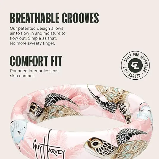 Groove Life Guy Harvey Silicone Ring - Breathable Rubber Wedding Rings for Women, Lifetime Coverage, Unique Design, Comfort Fit Ring