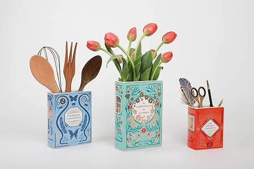 Bibliophile Ceramic Vase: Collected Curiosities illustrated by Jane Mount: (Flower Vase, Desk Vase, Desk Décor)